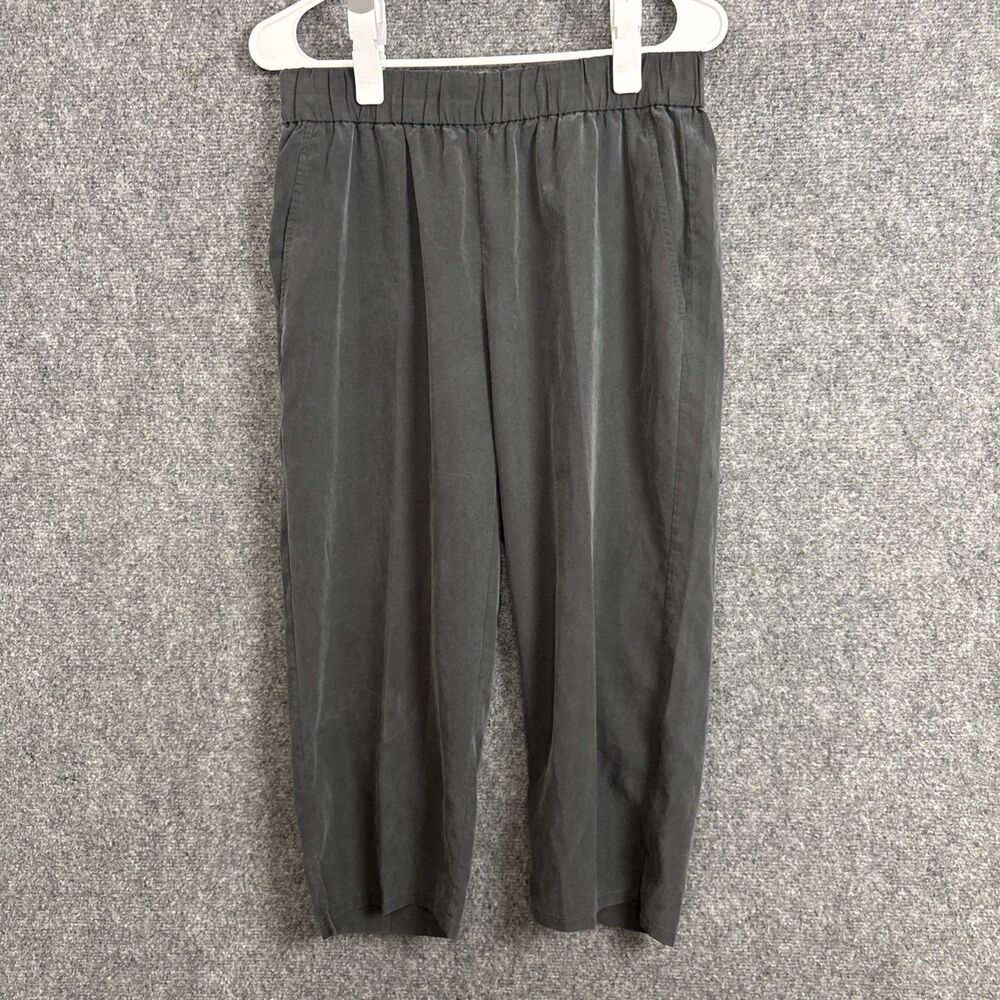 Eileen Fisher Petites Pull On Crop Wide Leg Pants Womens Size PM Gray